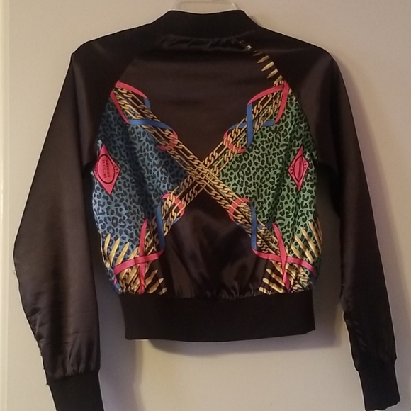 Lady Crooks Black Satin Bomber Jacket - Picture 5 of 5